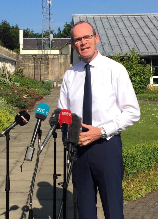 Simon Coveney speaks to media at Stormont Castle, Belfast (David Young/PA)