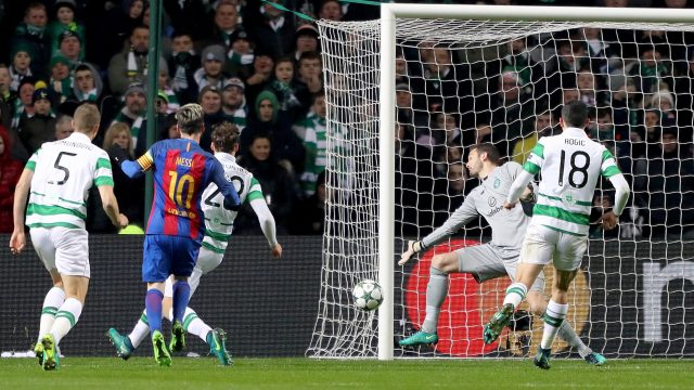 Lionel Messi scores against Celtic in last season's Champions League