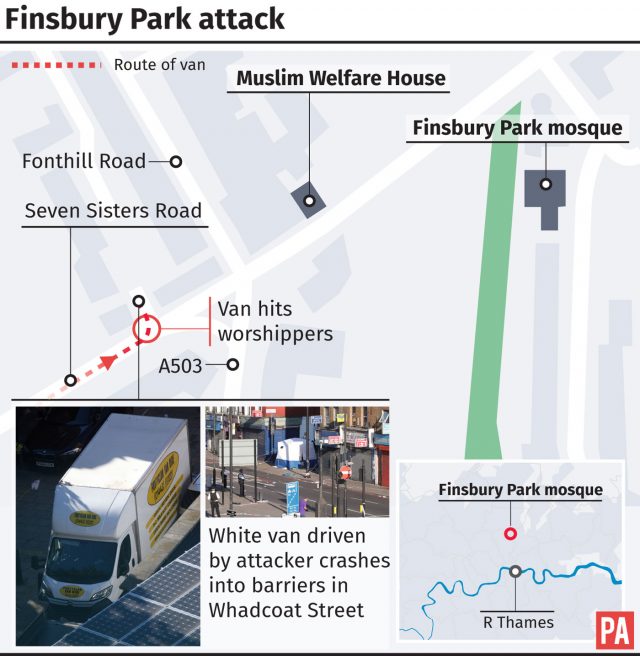 Graphic showing details about Finsbury Park attack