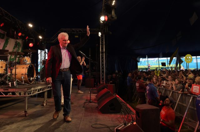 Shadow chancellor John McDonnell at Glastonbury Festival