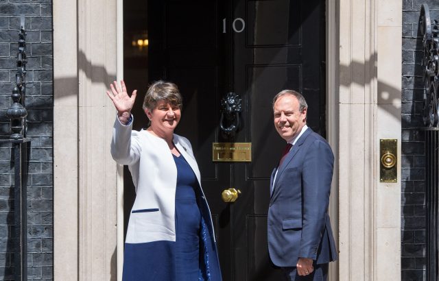 DUP leader Arlene Foster and DUP deputy leader Nigel Dodds at 10 <a href=