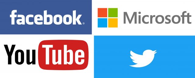 Facebook, Microsoft, YouTube and Twitter 