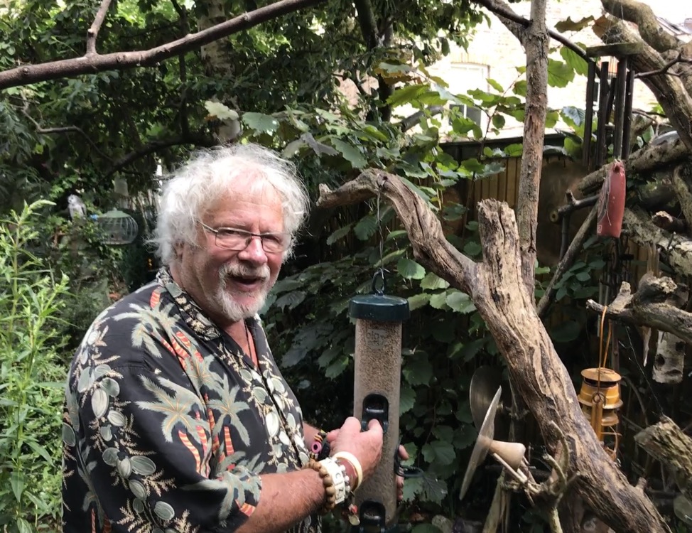 Bill Oddie with birdfeeder (Hannah Stephenson/PA)