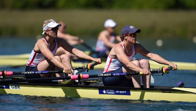 Grainger (right) with double scull partner Victoria Thornley (PA)