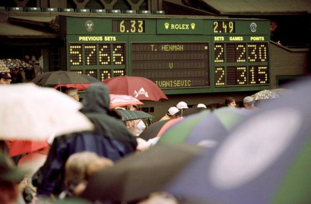 A scoreboard at Wimbledon