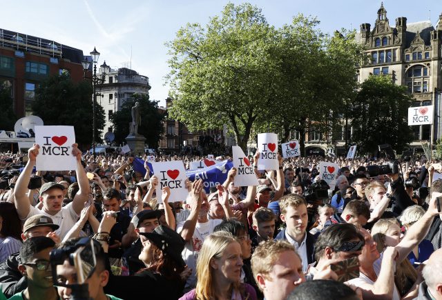 A vigil in Manchester for victims of the terror attack (Martin Rickett/PA)