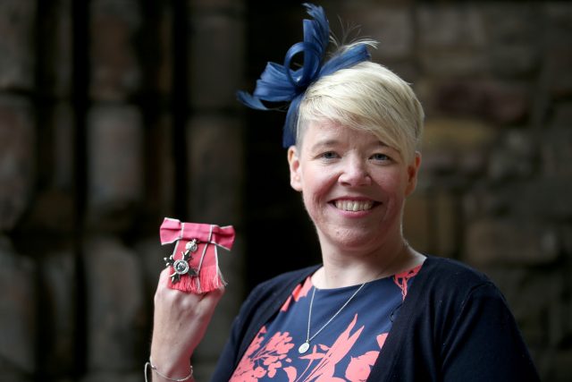 Joanna Butterfield after receiving her MBE for services to field athletics (Jane Barlow/PA)