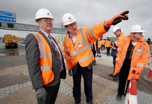 Keith Brown MSP on the road deck of the new Queensferry Crossing. (Jane Barlow/PA)