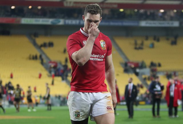  George North leaves the field after the tour match against the Highlanders