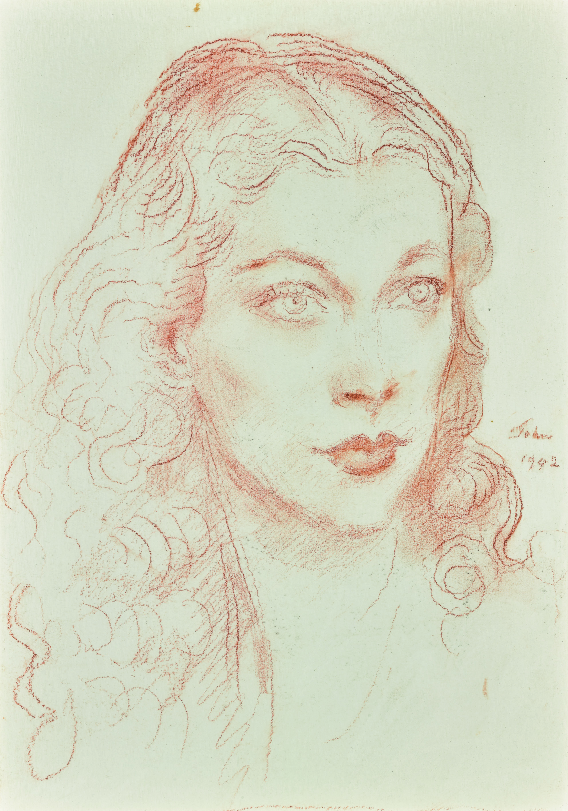 Red chalk portrait of Vivien Leigh from 1942 (Sotheby's)