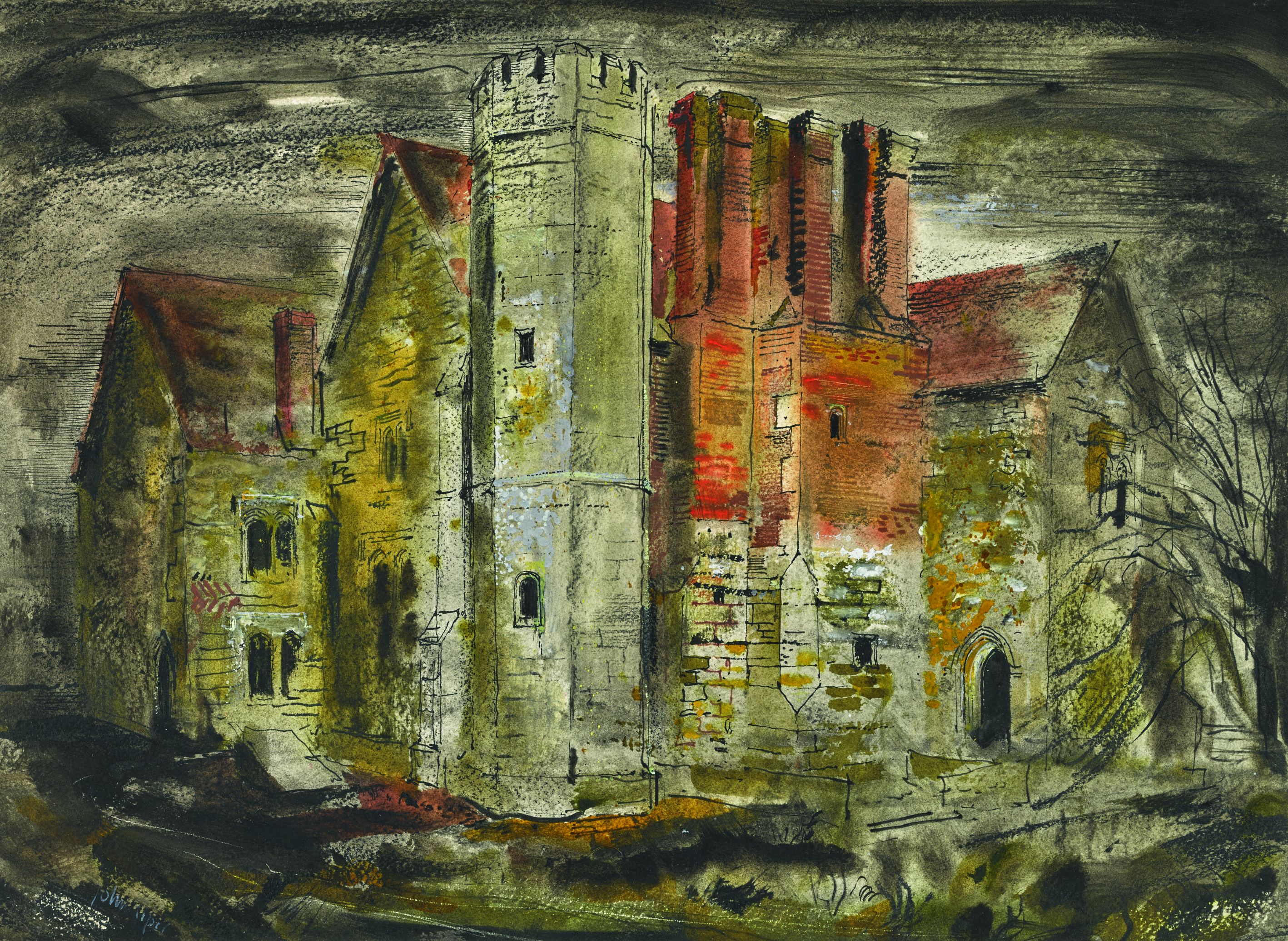 John Piper's painting of her home Notley Abbey could fetch £12,000 (Sotheby's)