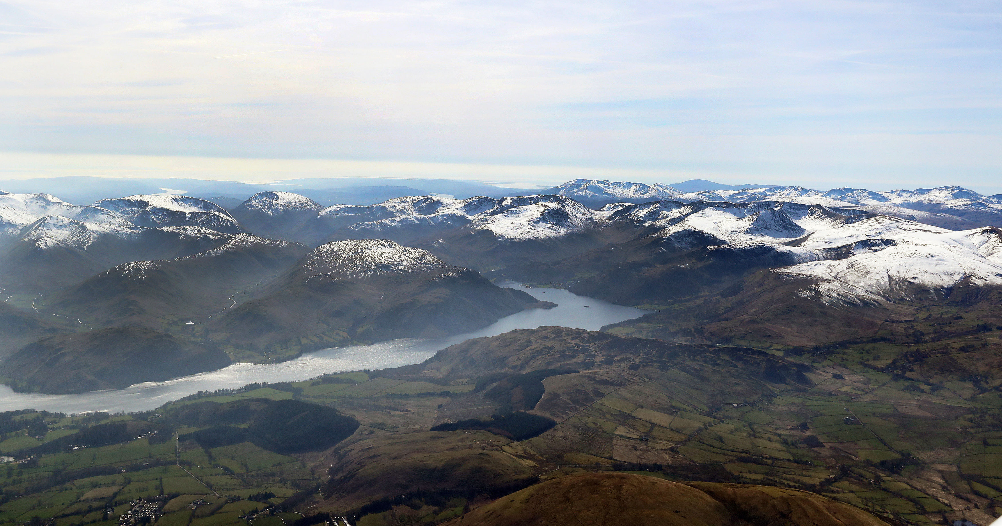 A aerial view of Ullswater in the Lake District