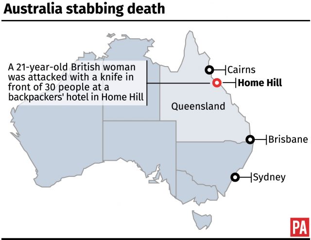 Mia was stabbed to death at a backpackers' hostel in Home Hill, Queensland (PA Graphics)