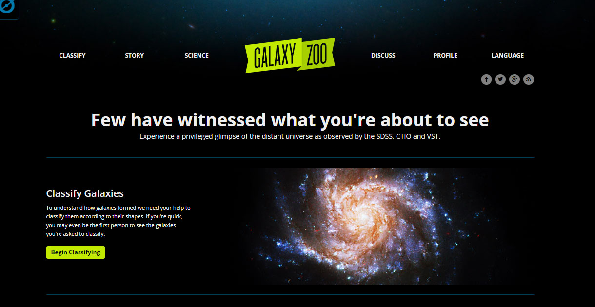 The website Galaxy Zoo