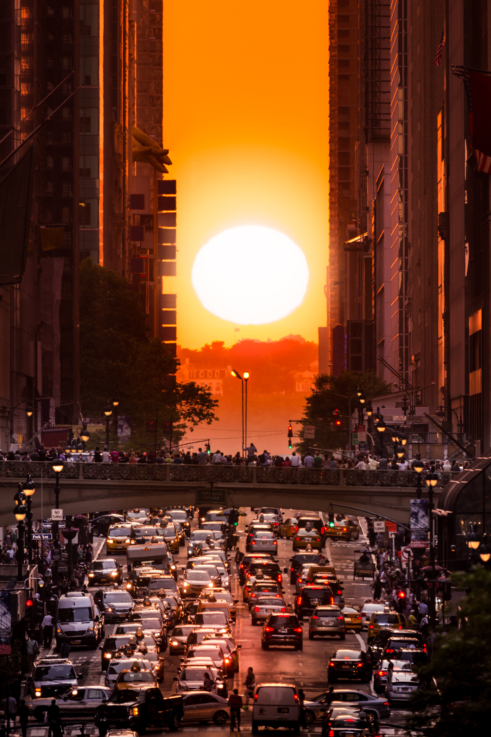 Manhattanhenge when the sun aligns with New York's city streets