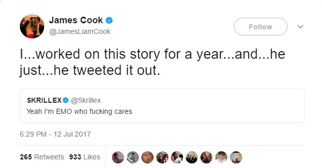 A tweet by James Liam Cook 