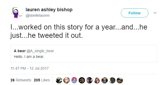 A tweet about a bear