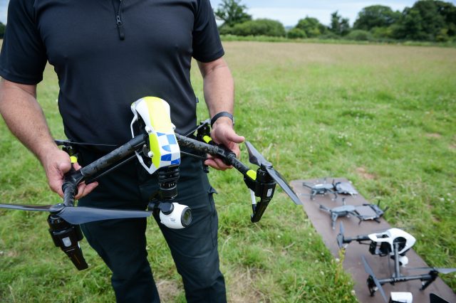 A drone is prepared to launch (Ben Birchall/PA Wire)