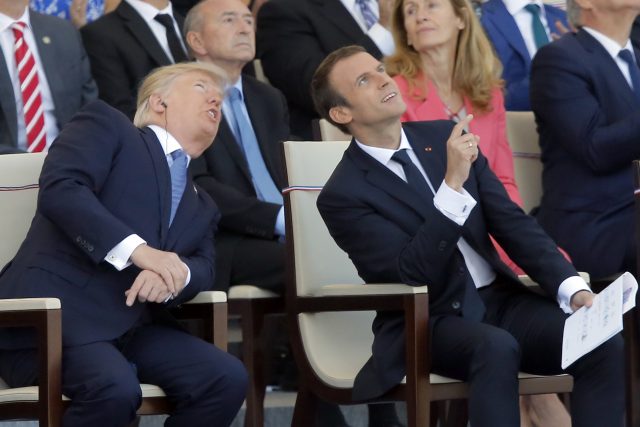 Emmanuel Macron and Donald Trump at the Bastille Day military Parade