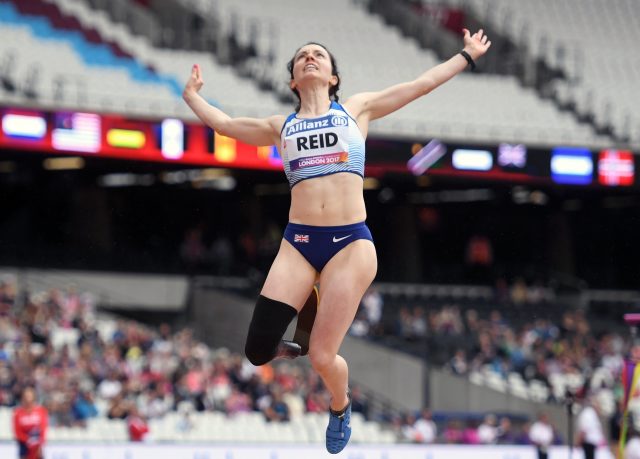 Great Britain's Stef Reid in the Women's Long Jump T44 Final during day two of the 2017 World Para Athletics Championships at London Stadium.