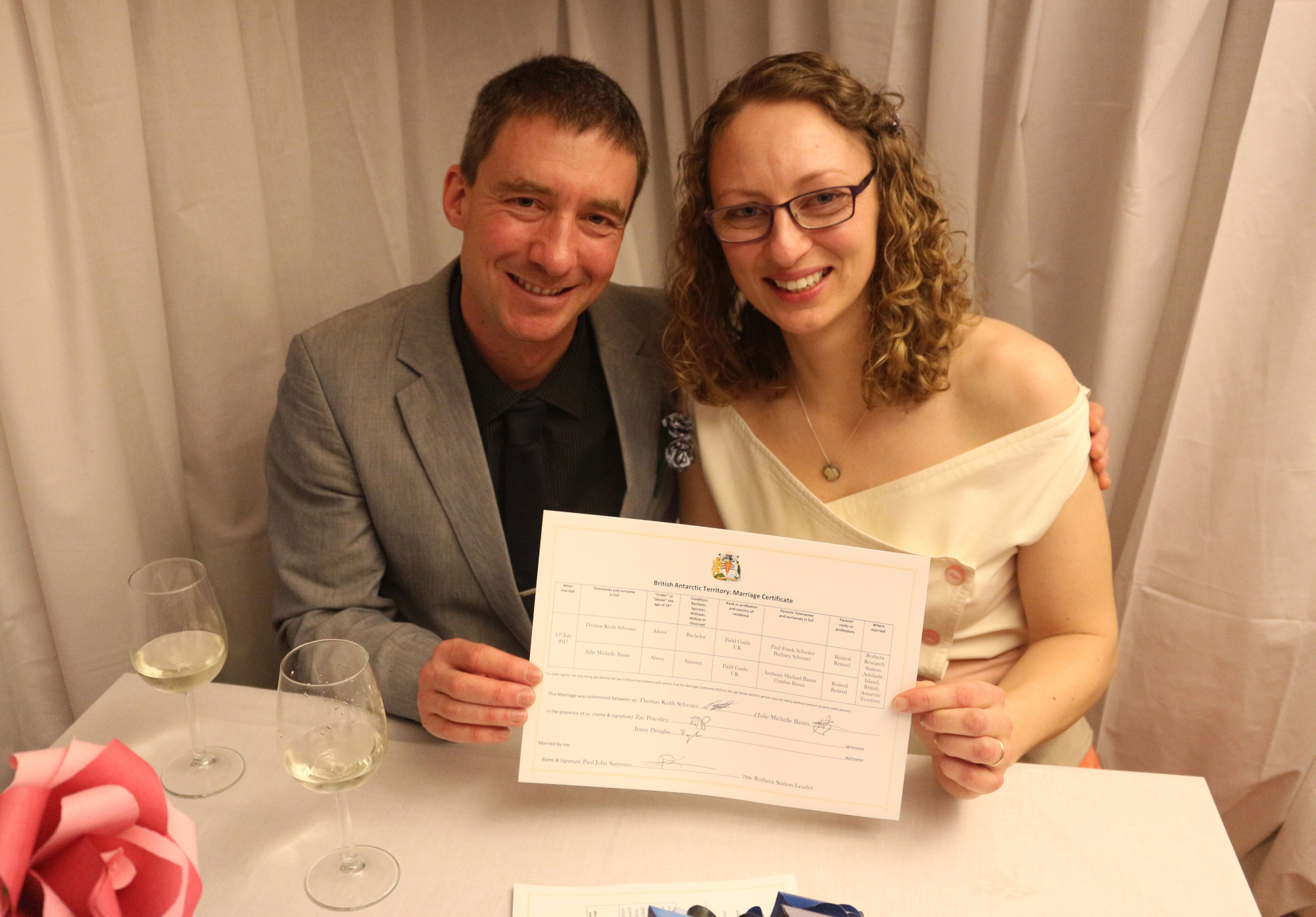 The couple with their certificate