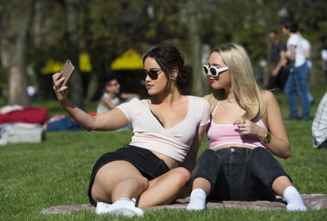 Young women take a selfie