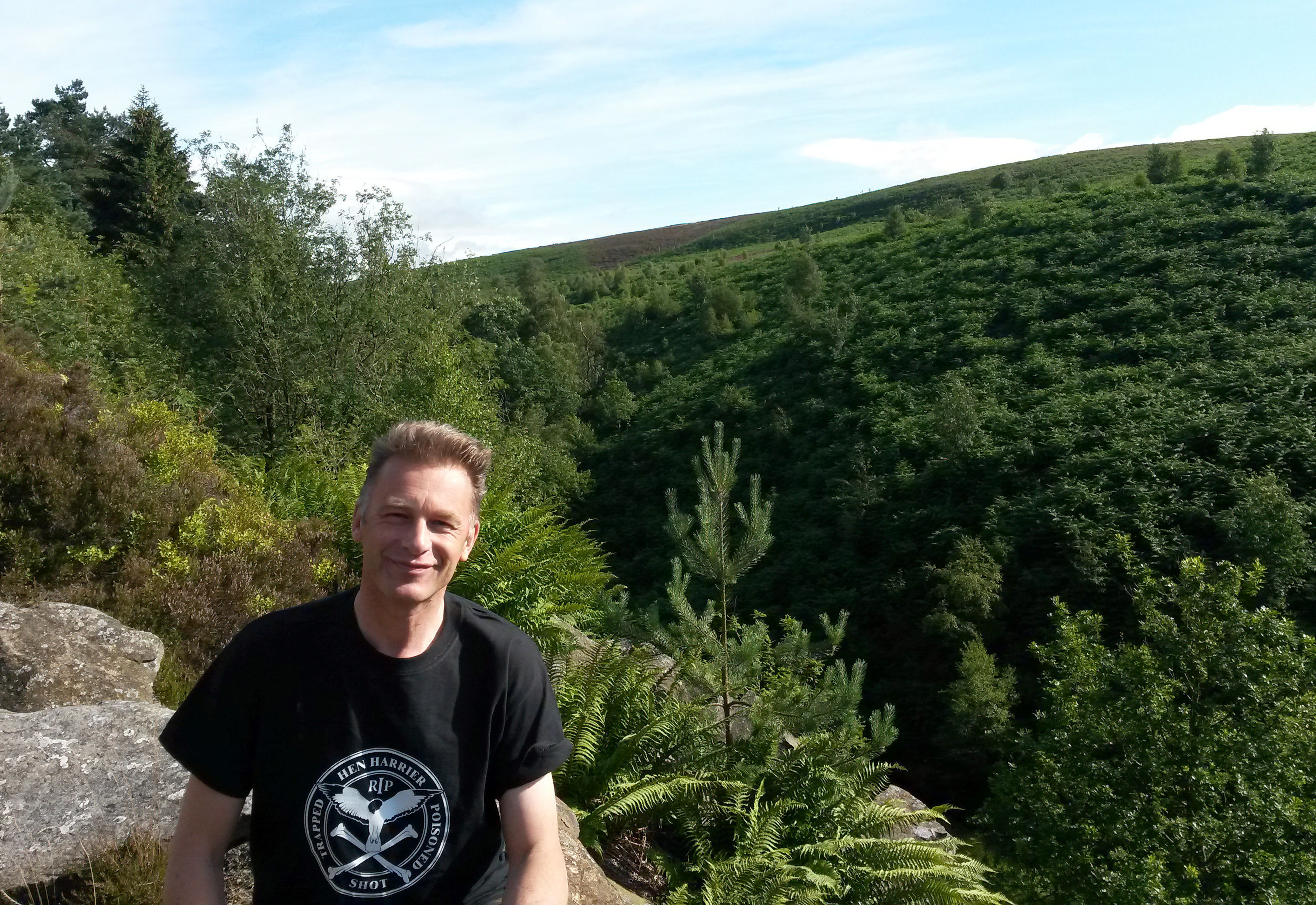 Chris Packham joined the Hen Harrier Day protest in the Peak District in 2015.