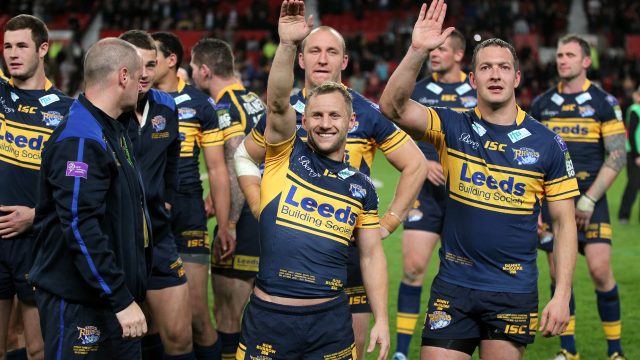 Rob Burrow celebrates after winning the 2012 Super League Grand Final