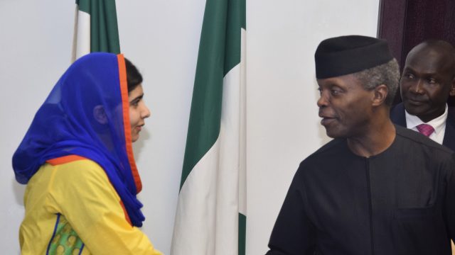 Malala Yousafzai meets the acting president of Nigeria Yemi Osinbajo  (Azeez Akunleyan/AP)