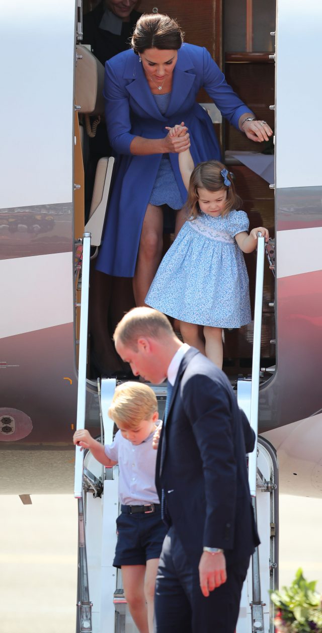 Princess Charlotte takes her time getting off the plane at Berlin Airport