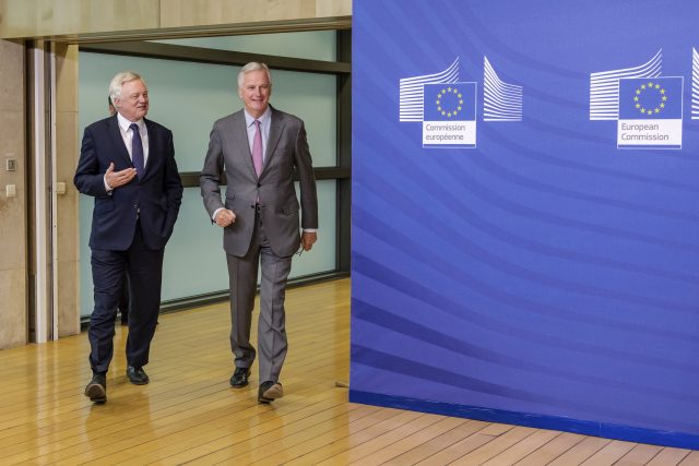 Brexit Minister David Davis with EU chief Brexit negotiator Michel Barnier