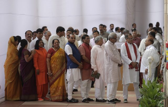 Indian politicians cast their vote in the president election