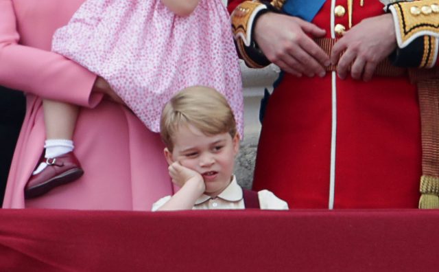 Prince George on the balcony of Buckingham Palace following the Trooping the Colour ceremony