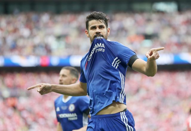 Costa celebrates his goal in the FA Cup final