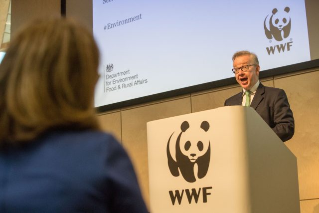 Michael Gove speaking at the WWF Living Planet Centre in Woking (Steve Parsons/PA)