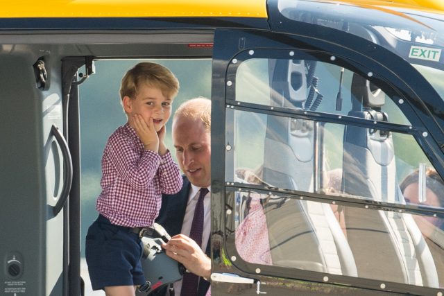 Prince George looked excited to be on the rescue helicopter