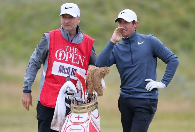 Northern Ireland's Rory McIlroy and his caddie during day two of The Open Championship (Richard Sellers/PA)