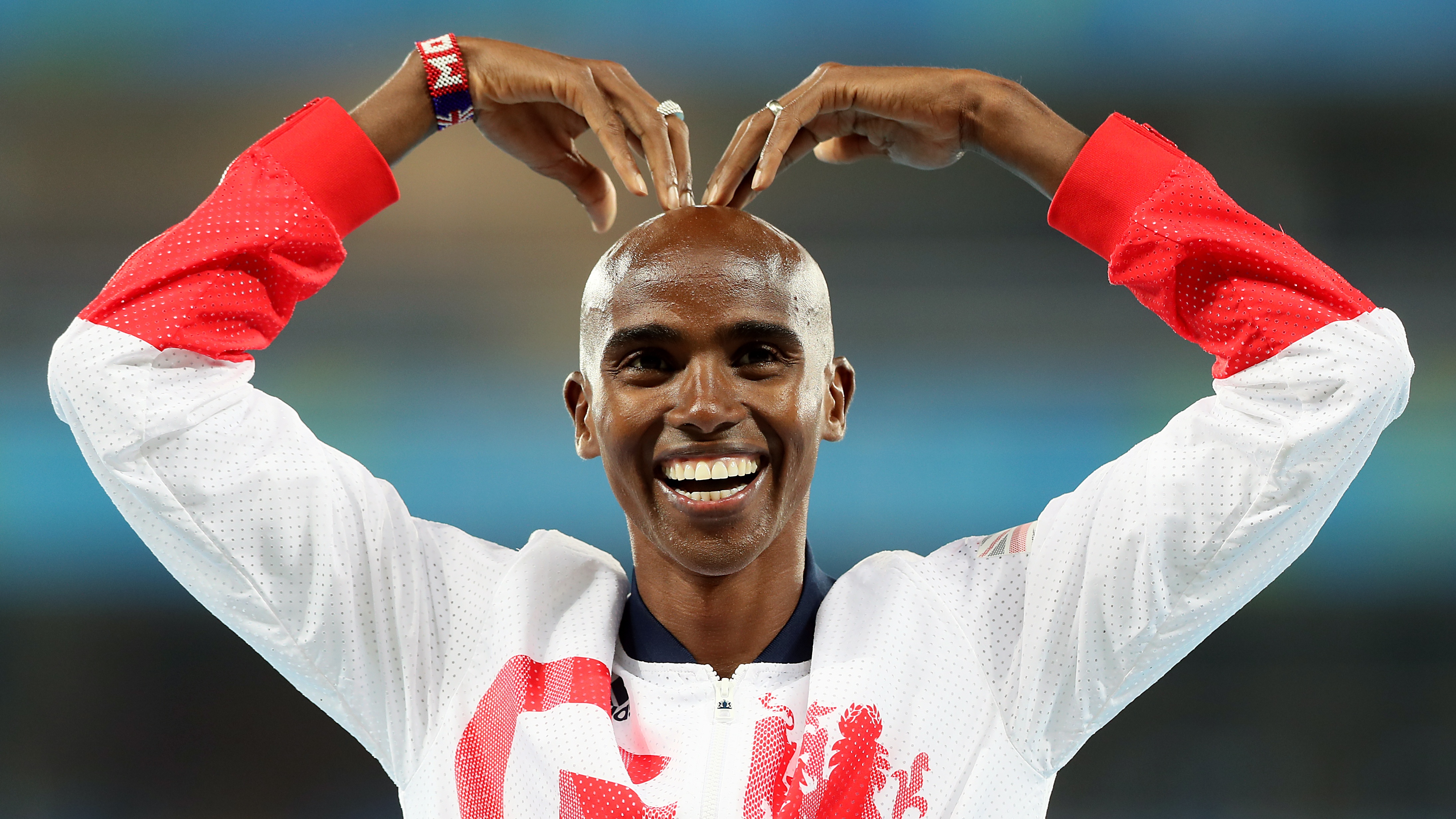 Mo Farah performs the Mobot at the 2016 Rio Olympics