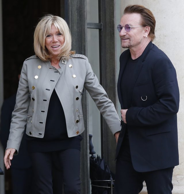 Bono with  French first lady Brigitte Macron 