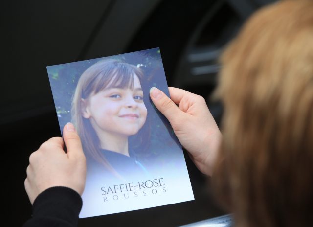 A leaflet which was handed out at the funeral service of Saffie Roussos