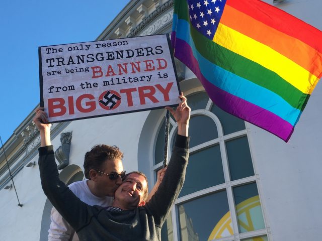 Nick Rondoletto and Doug Thorogood protest in San Francisco