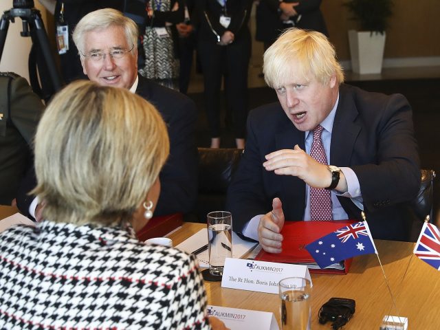 Boris Johnson and Sir Michael Fallon during talks with Australian foreign minister Julie Bishop