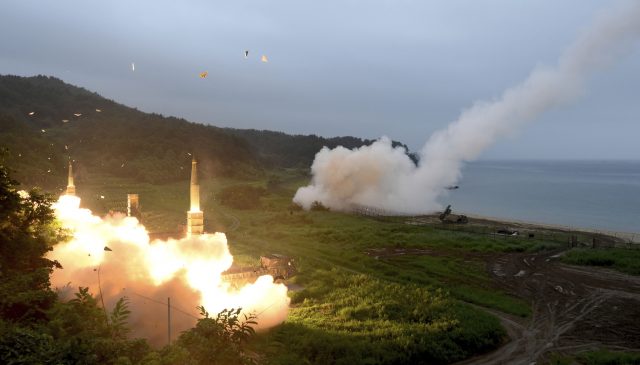 US and South Korean missile tests were launched during the combined military exercise (South Korea Defence Ministry via AP)