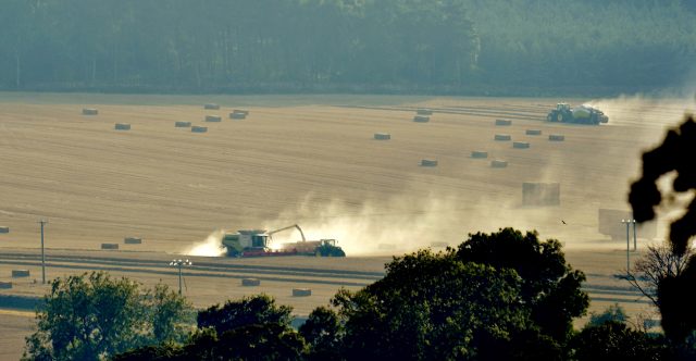 A harvester at work 