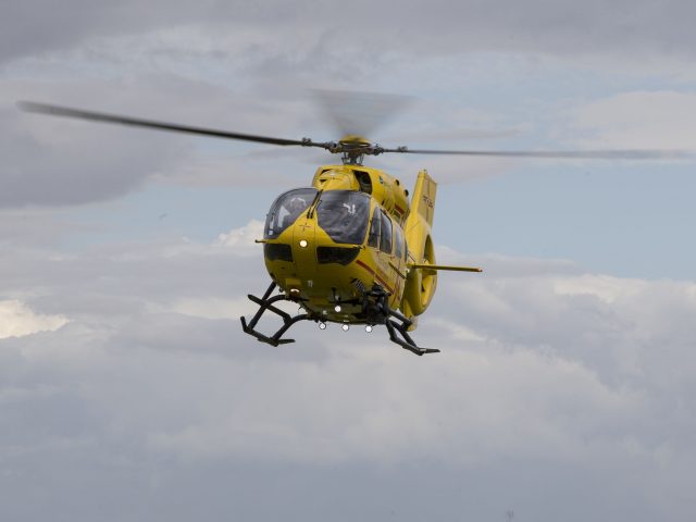 The East Anglian Air Ambulance takes off at Marshall Airport near Cambridge (Heathcliff O'Malley/The Daily Te/PA)