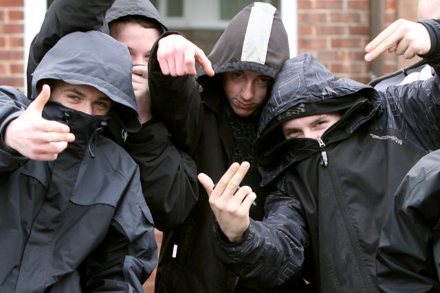 Hooded youths