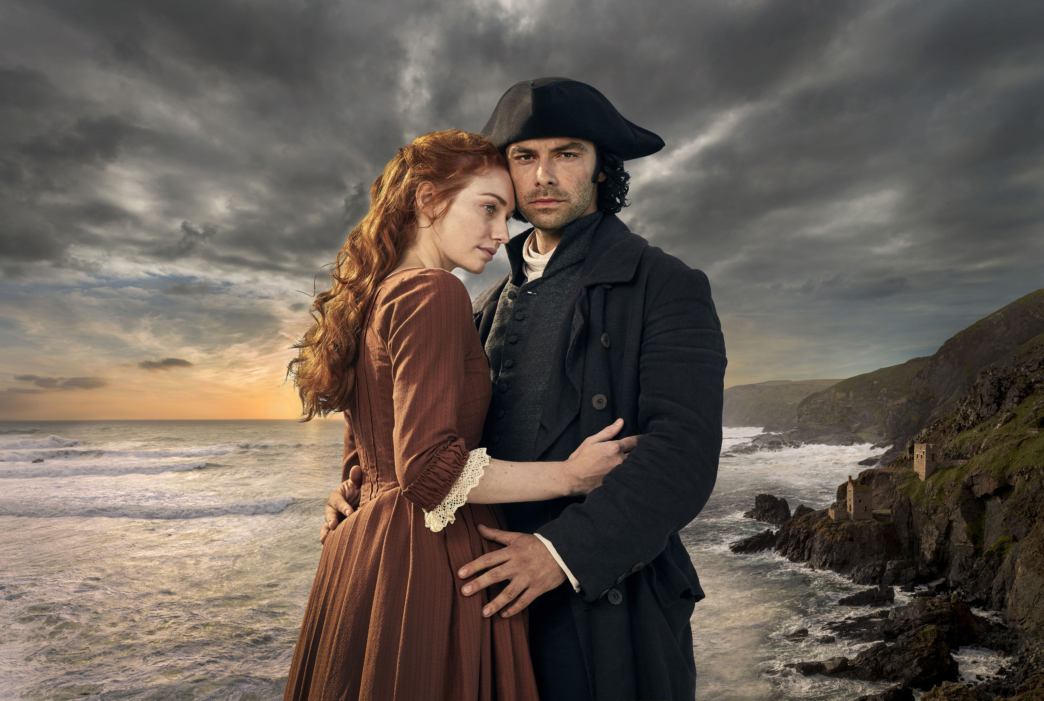 Eleanor Tomlinson as Demelza and Aidan Turner as Ross Poldark (Robert Viglasky/BBC/Press Association Images)