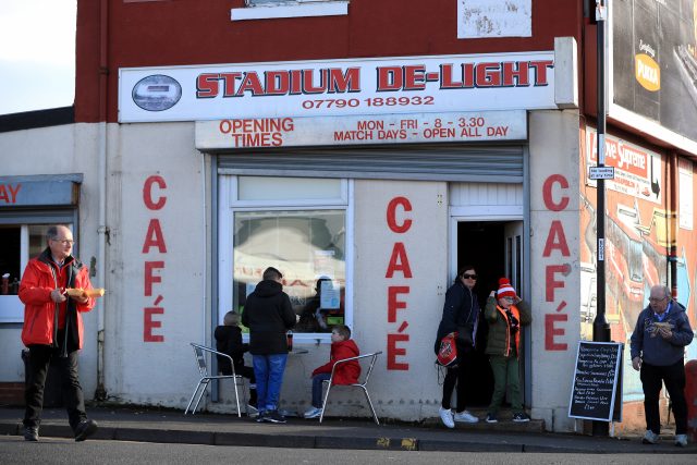 A cafe called 'Stadium De-Light' 