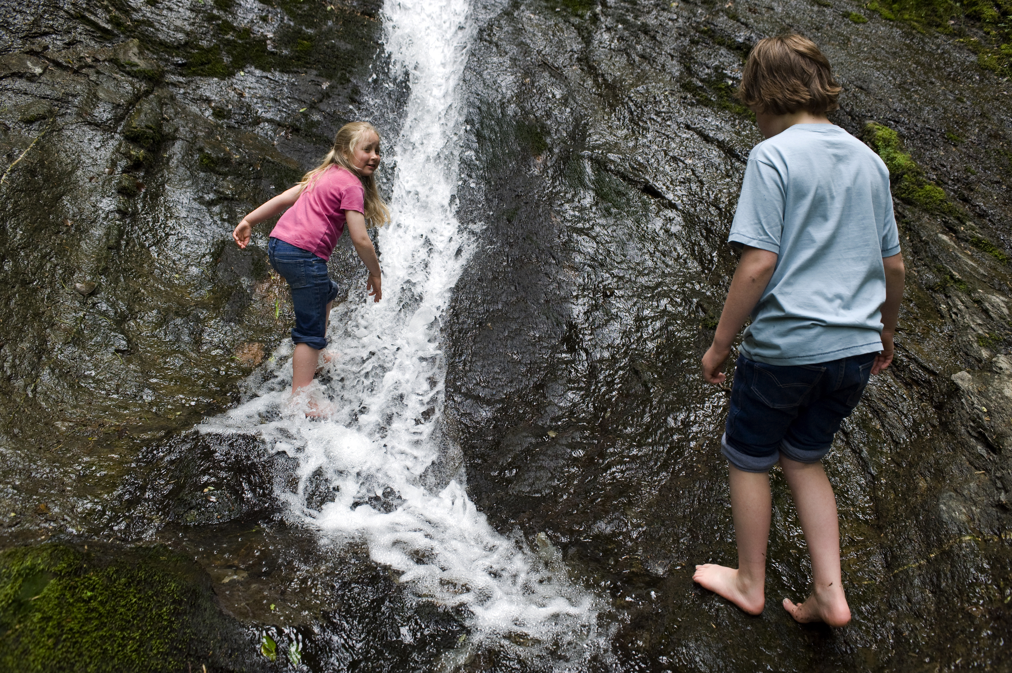 Waterfall fun at at Lydford Gorge, Devon (John Millar/National Trust/PA)