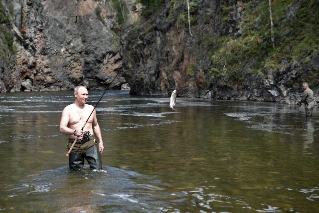 The president fishing